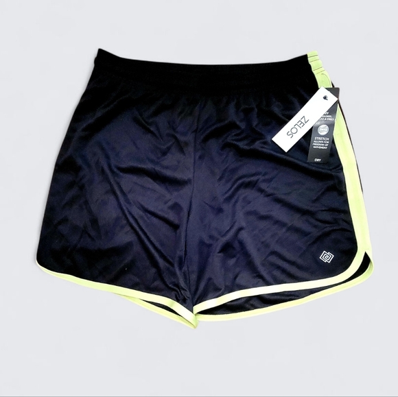 NWT ZELOS Lime Green Black Workout Set Shorts & Tee Small - Picture 4 of 4